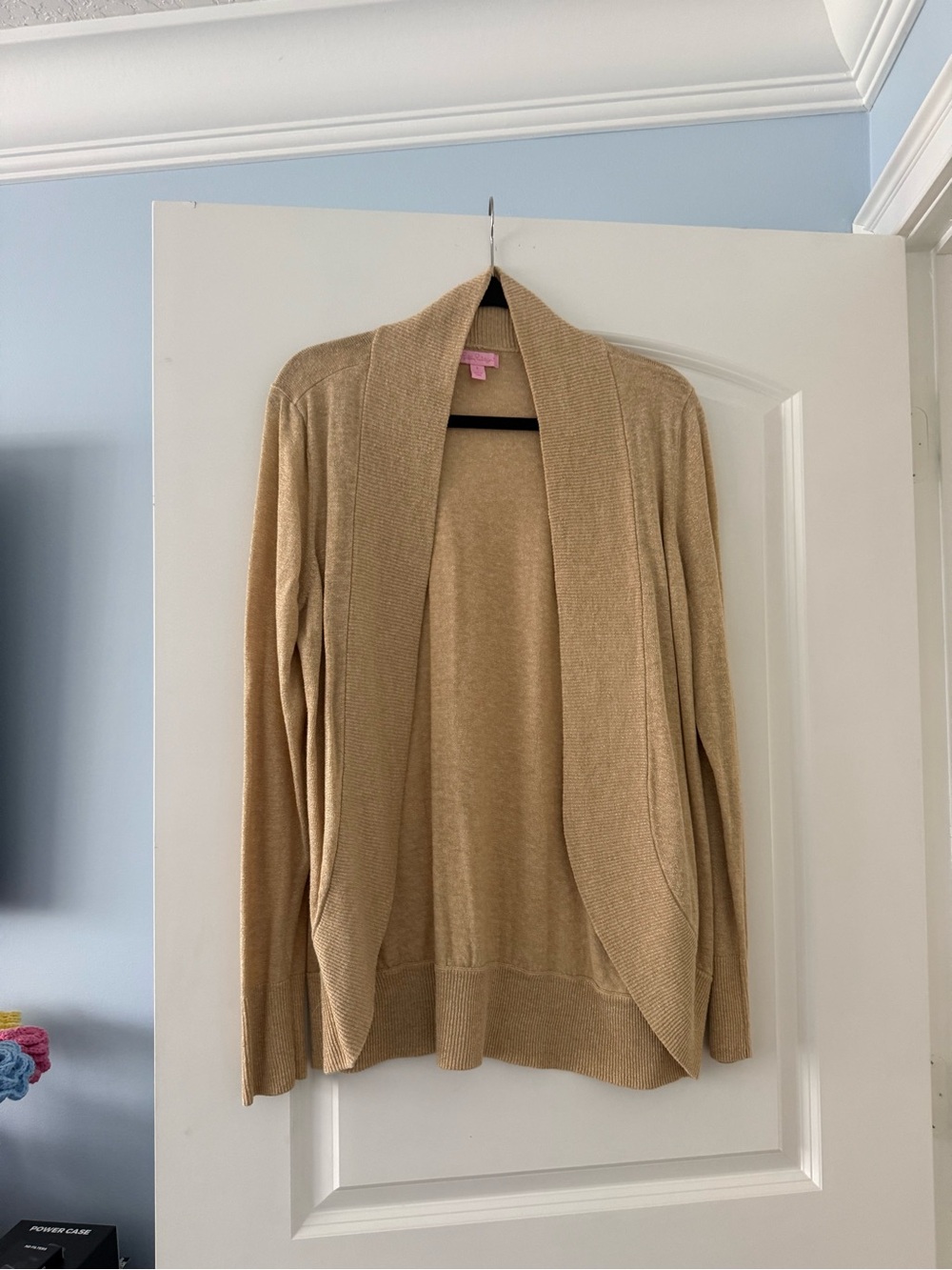 Gold Metallic Lilly Pulitzer Open-Front Women's Cardigan Sweater